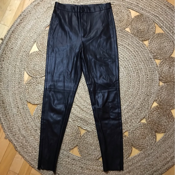 ZARA vegan faux leather black pants leggings size S NWOT - Picture 3 of 8